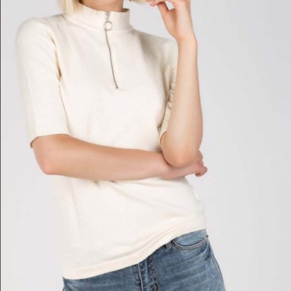 Zip mock neckline top